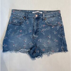 Celebrity Pink Floral Pattern Denim Shorts Size 9/29
